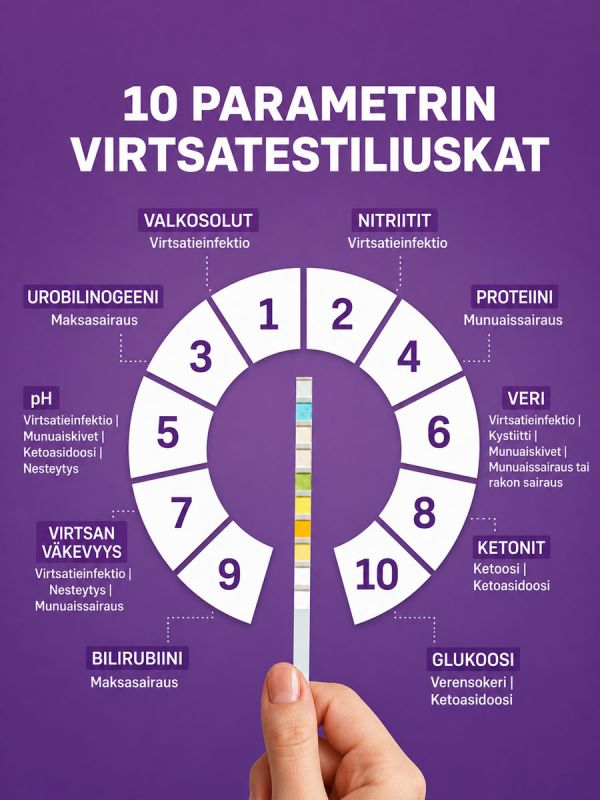 10 parametrin virtsatesti eläimille - 5-PACK