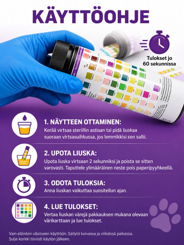 10 parametrin virtsatesti eläimille - 5-PACK