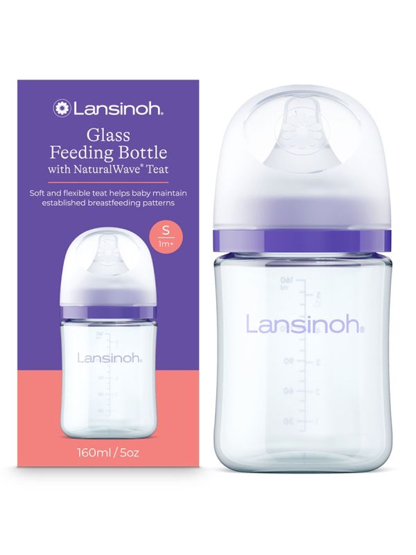 Lansinoh - lasinen tuttipullo 160ml, 1kk+