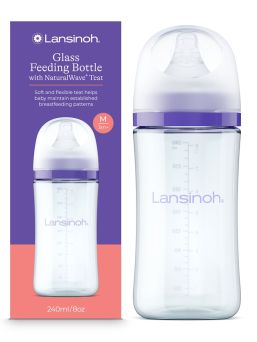 Lansinoh - lasinen tuttipullo 240ml, 3kk+