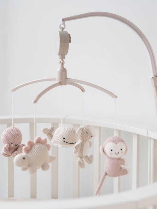 Baby´s Only - mobile pinnasänkyyn Animals, old pink/warm linen