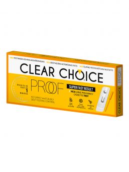 Clear Choice Proof Test on herkkä ja nopea kasetinmallinen raskaustesti. Voit tehdä testin jopa 6 päivää ennen kuukautisten väliin jäämistä