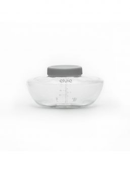 Uudelleenkäytettävät, BPA -vapaat Elvie rintapumpun pullot (150 ml) rintamaidon keräämiseen ja säilyttämiseen.