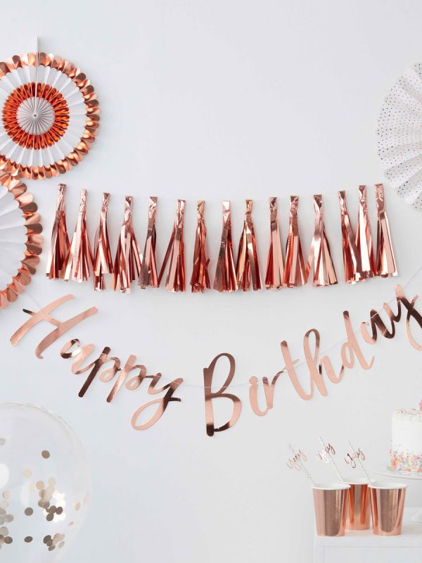 Ginger Ray - folioilmapallo Happy Birthday, ruusukulta