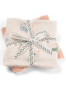 Done by Deer Burp Cloth 2-Pack Celebration – Harsoliina vauvalle, pehmeä puuvillaharsosetti 65x65 cm