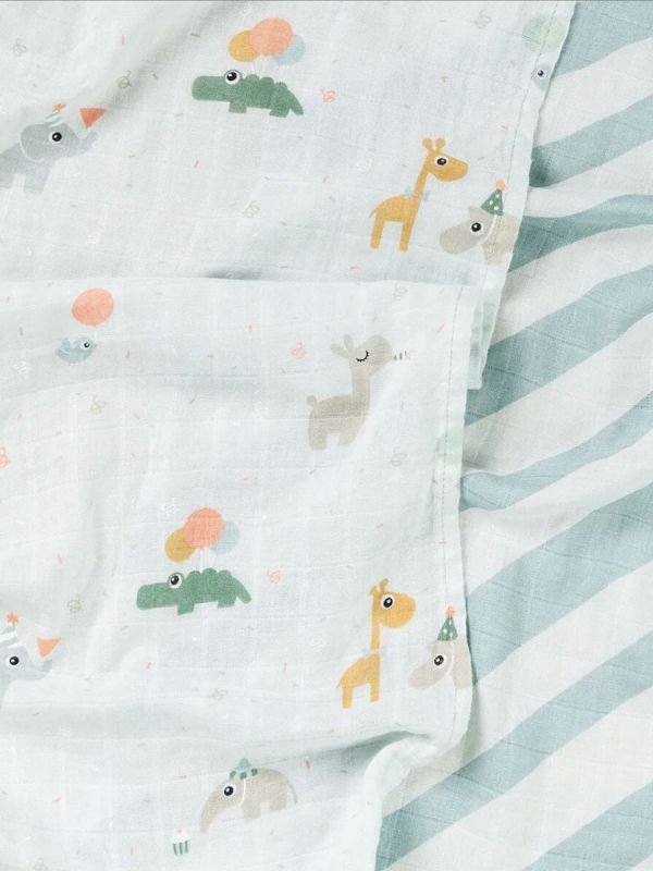 Harsoliina vauvalle 2-pack 70x70 - Celebration Blue – Done By Deer