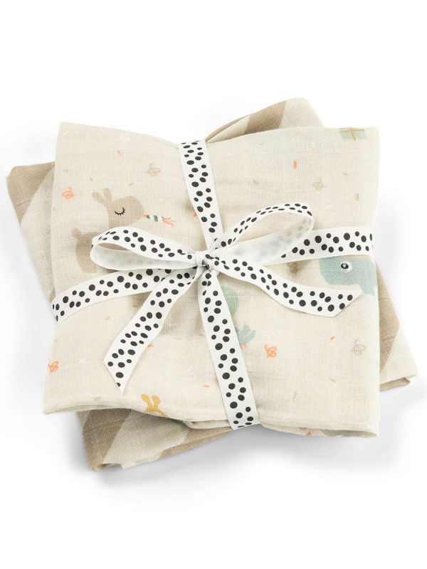 Harsoliina vauvalle 2-pack 70x70 - Celebration Sand – Done By Deer