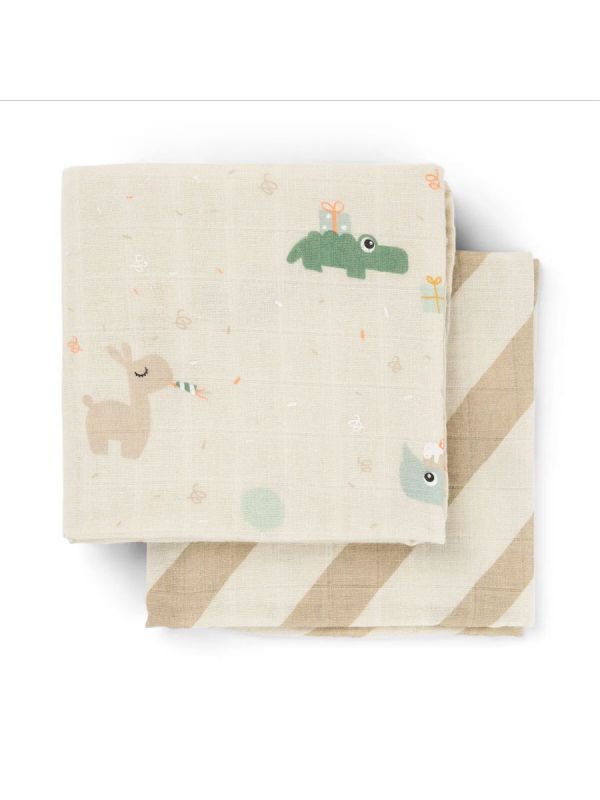 Harsoliina vauvalle 2-pack 70x70 - Celebration Sand – Done By Deer