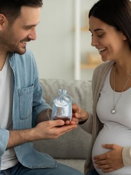 Hopeinen lahjapussi korulle