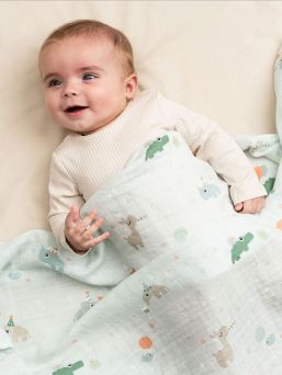 Iso harsoviltti 120x120 Celebration Blue - Done By Deer