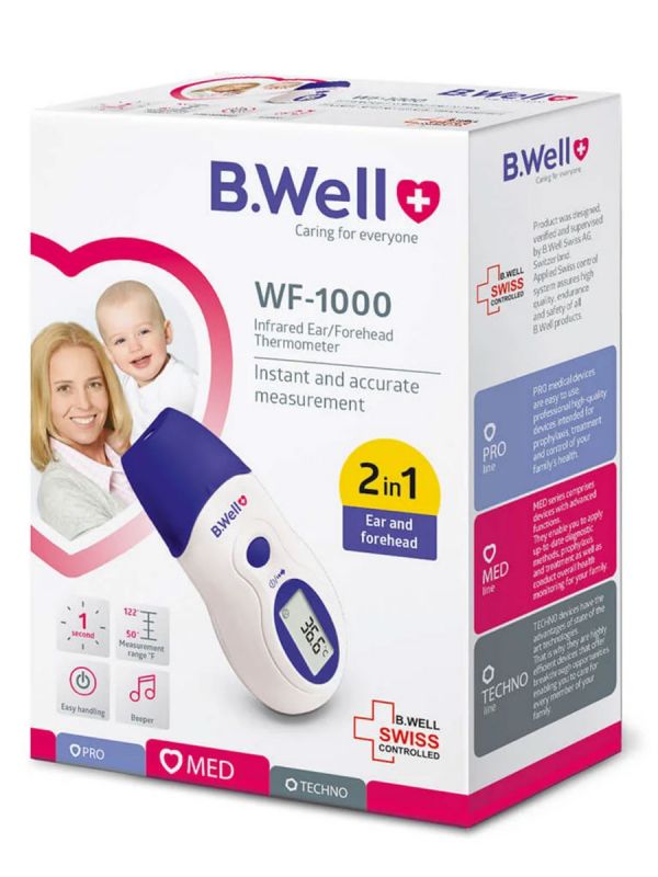 B.WELL Kuumemittari WF-1000 IR korva/otsa - 1 sekunnin mittaus