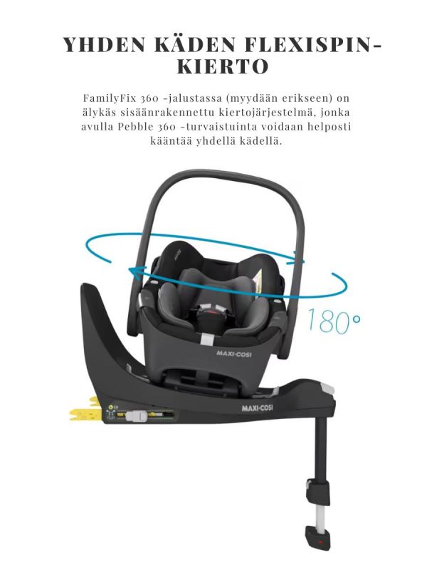 Maxi-Cosi Pebble 360 I-Size Turvakaukalo, Essential Black