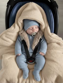 Lämmin boucle turvakaukalon viltti – beige