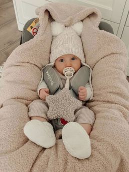 Lämmin nallenkorva boucle turvakaukalon viltti – beige