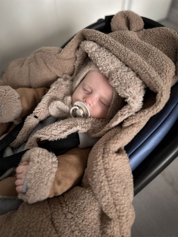 Lämmin nallenkorva boucle turvakaukalon viltti – brown