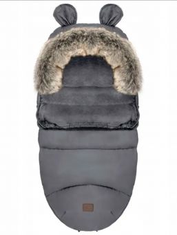 Lämpöpussi rattaisiin nallenkorvilla ja karvalla, dark gray