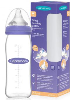 Lansinoh - lasinen tuttipullo 240ml, 3kk+