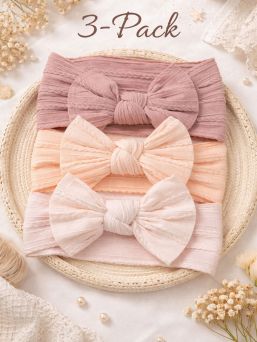 Leveä rusettipanta vauvalle 3-pack, peach blush