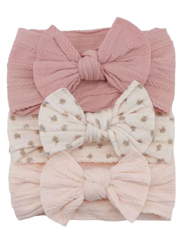 Leveä rusettipanta vauvalle 3-pack, roses