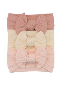 Leveä rusettipanta vauvalle 3-pack, vanilla blush