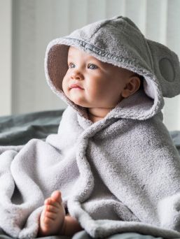Luin Living Vauvapyyhe nallenkorvilla 0-5v, Pearl Grey