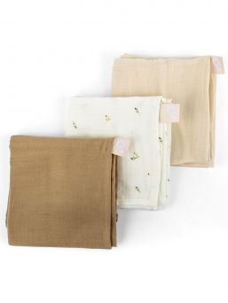 Luomupuuvillainen harso 3-Pack, cream | DOOMOO