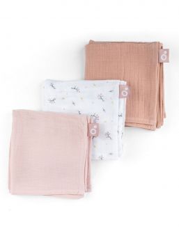 Luomupuuvillainen harso 3-Pack, flower pink | DOOMOO