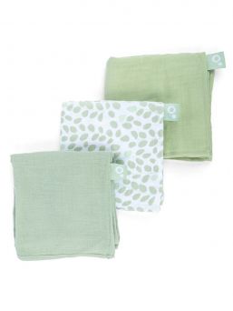 Luomupuuvillainen harso 3-Pack, leaves green | DOOMOO