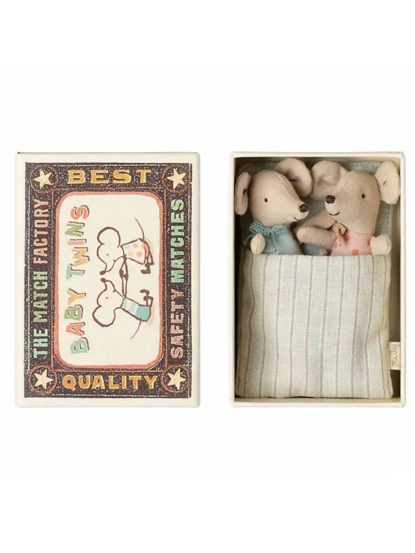 Maileg hiiri rasiassa - vauvakaksoset omissa makuupusseissa