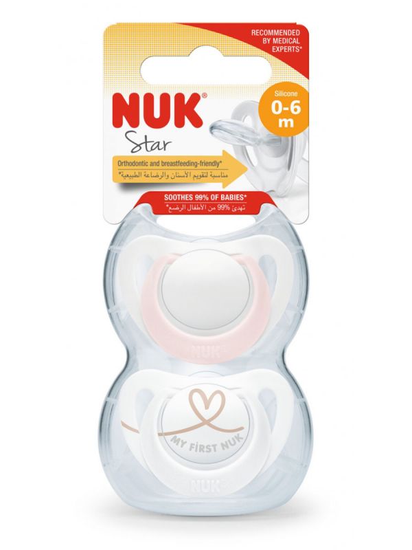 NUK - silikoninen tutti 0-6kk 2-pack, rosa