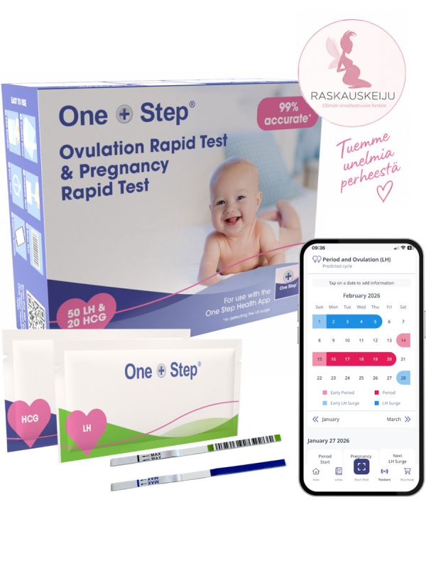One Step Health App ovulaatiotesti 50 kpl + raskaustesti 20 kpl