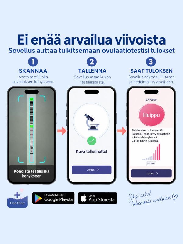 One Step Health App ovulaatiotesti 50 kpl + raskaustesti 20 kpl