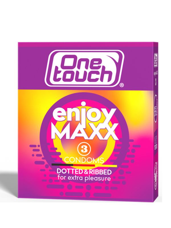 One Touch ENJOYMAXX -kondomit ovat juomu- ja nystypintaisia kondomeita. Kondomit on liukastettu silikoniöljyllä.