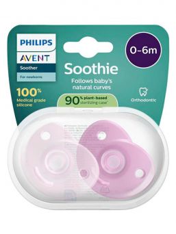 Philips Avent - tutti Curved Soothie 0–6kk, Pink