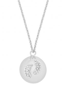 Bolakoru äidille hopeaketjulla, jalanjälki bling valkoinen | PROUD MAMA