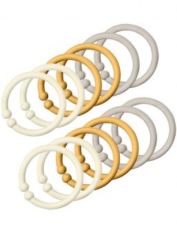 Bibs Loops rengas, 12kpl, Ivory/Honey/Sand