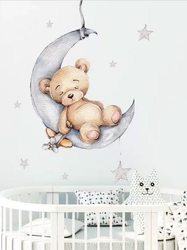 Seinätarra 100cm, Teddy Bear on the Moon