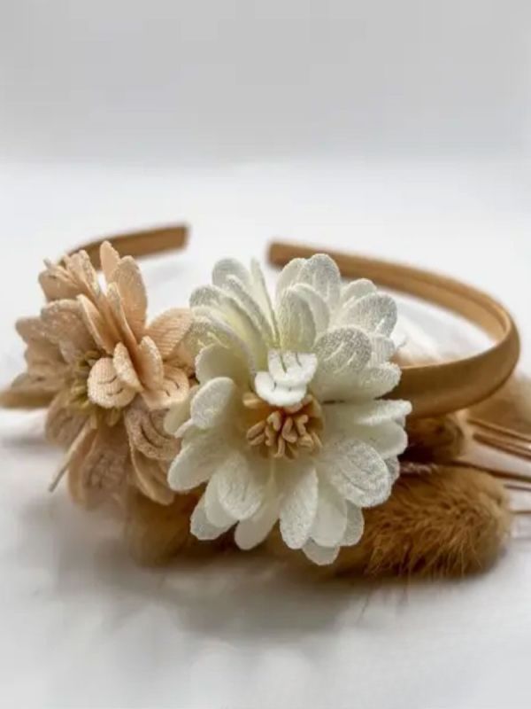 Studio Frommie Tiara Flowers hiuspanta, white-cream
