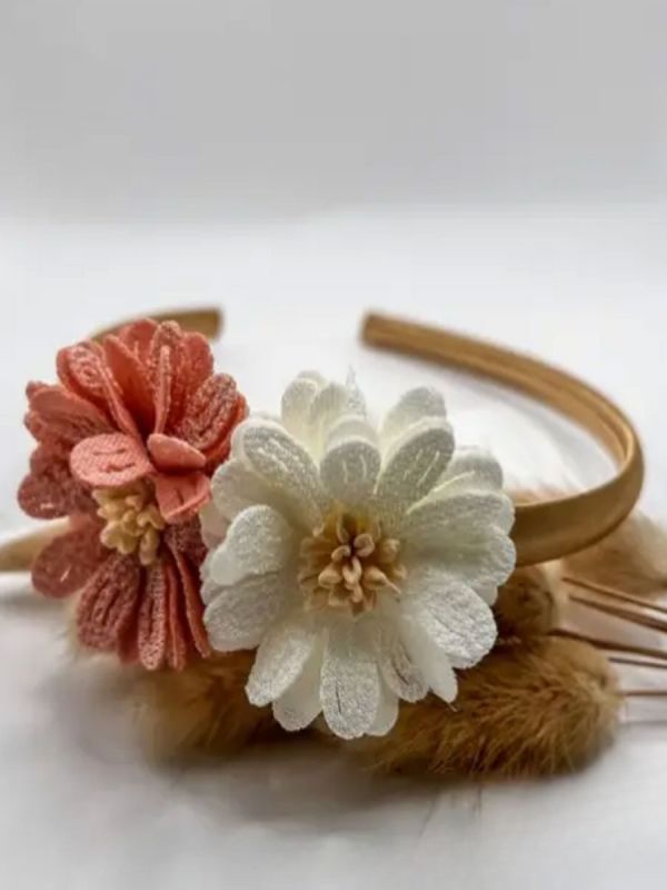 Studio Frommie Tiara Flowers hiuspanta, white-pink