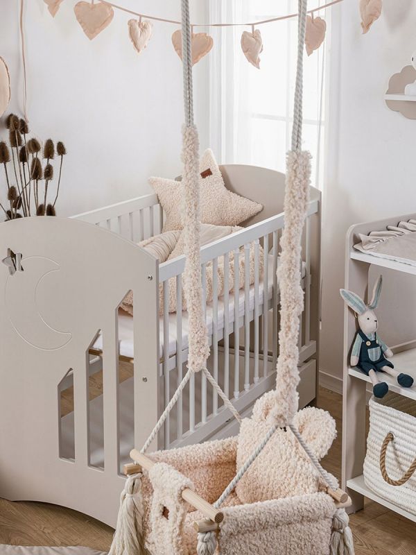 Swing Teddy Bear – lasten suloinen sisäkeinu, Teddy Beige