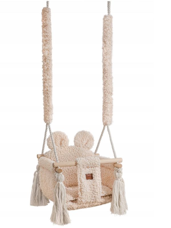 Swing Teddy Bear – lasten suloinen sisäkeinu, Teddy Beige