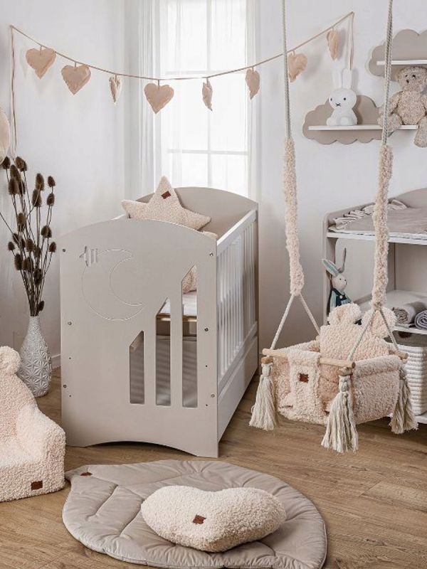 Swing Teddy Bear – lasten suloinen sisäkeinu, Teddy Beige