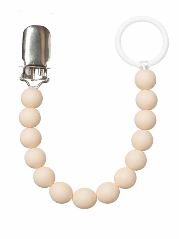 Raskauskeijun silikoninen tuttinauha vauvalle. Metalliklipsi kiinnitys.