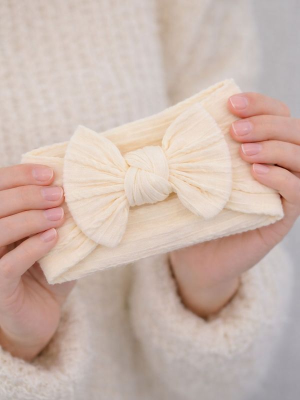 Leveä rusettipanta vauvalle 3-pack, vanilla blush