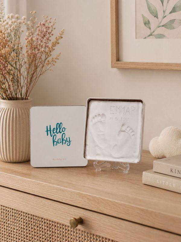 Tallenna vauvan pienet käden- ja jalanjäljet kauniiseen Baby Art Magic Box -muistolaatikkoon. Helppo ja turvallinen 3D-painatus ilman uunia. Täydellinen lahja vauvalle, isovanhemmille ja lapsiperheille.