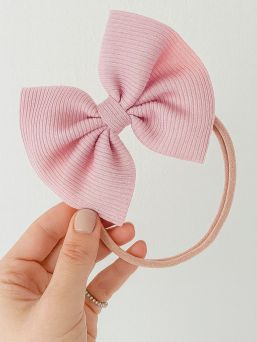 Vauvan rusettipanta – pehmeä ja joustava hiuspanta, Old Pink