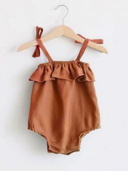 Ruffles Slip Strap vauvan body, brown