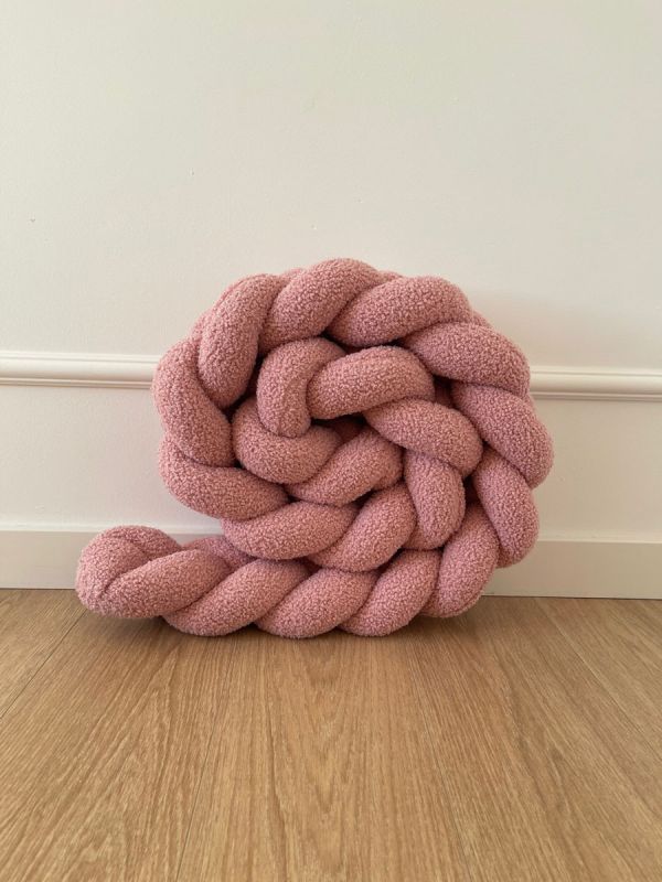Bouclé Palmikko reunasuoja pinnasänkyyn ja juniorisänkyyn - Pink