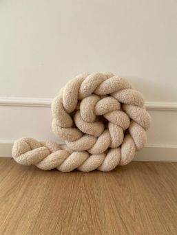 Bouclé Palmikko reunasuoja pinnasänkyyn ja juniorisänkyyn - Light Beige