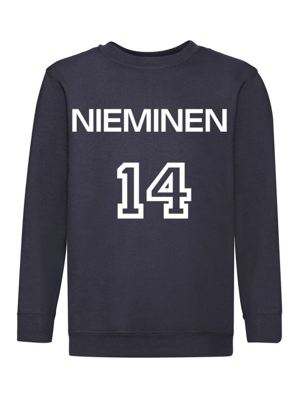 Lasten Collegepaita nimellä ja numerolla, navy sininen